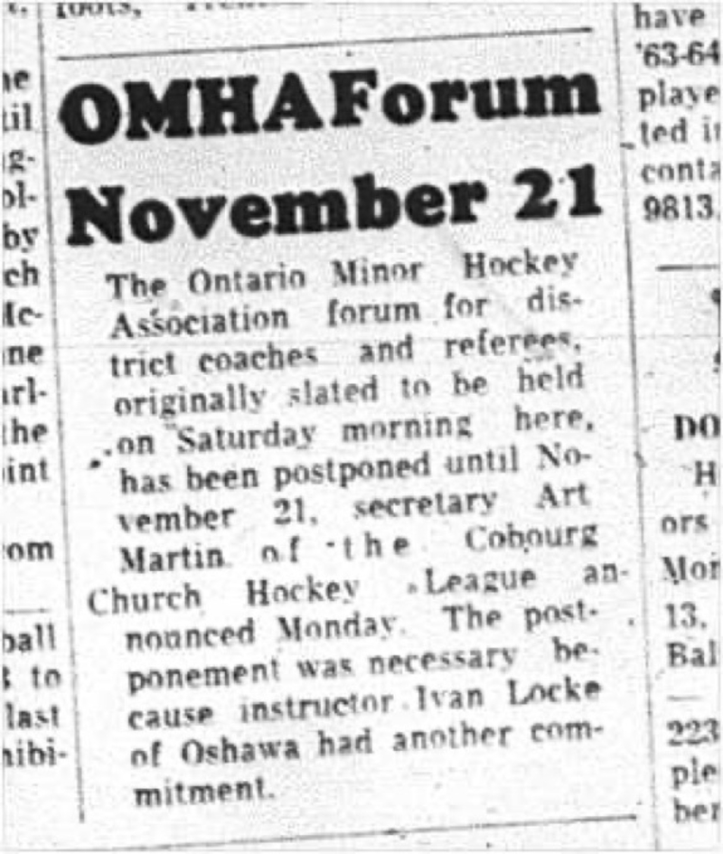 1964-11-04 Hockey - Boys - CCHL - Ontario Minor Hockey Association Forum