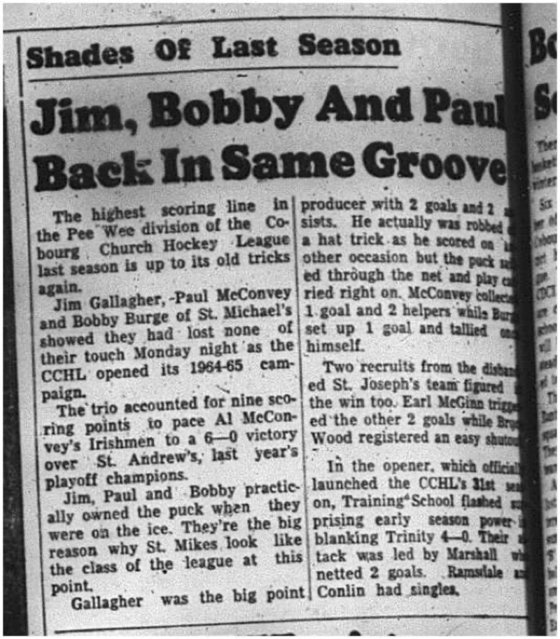 1964-11-04 Hockey - Boys - CCHL - Peewee Division - Highest Scoring Line