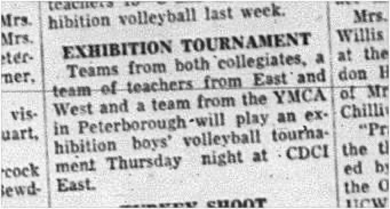 1964-11-04 School  - Volleyball - Boys - East and West Vs. Peterborough - Exhibition