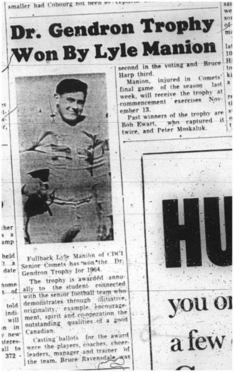 1964-11-04 School - Football - Boys - CDCI Senior Comets - Dr. Gendron Trophy