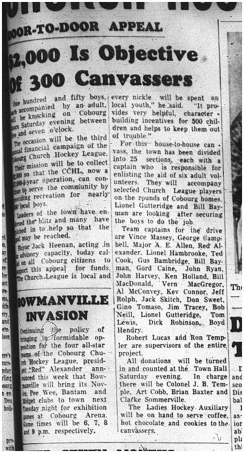 1964-11-11 Hockey - Boys - CCHL - Door To Door