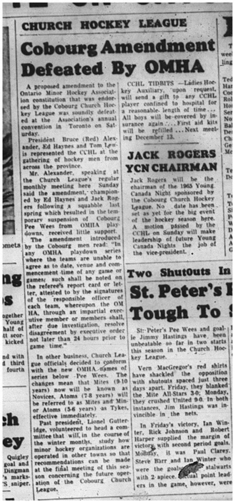 1964-11-11 Hockey - Boys - CCHL - OMHA