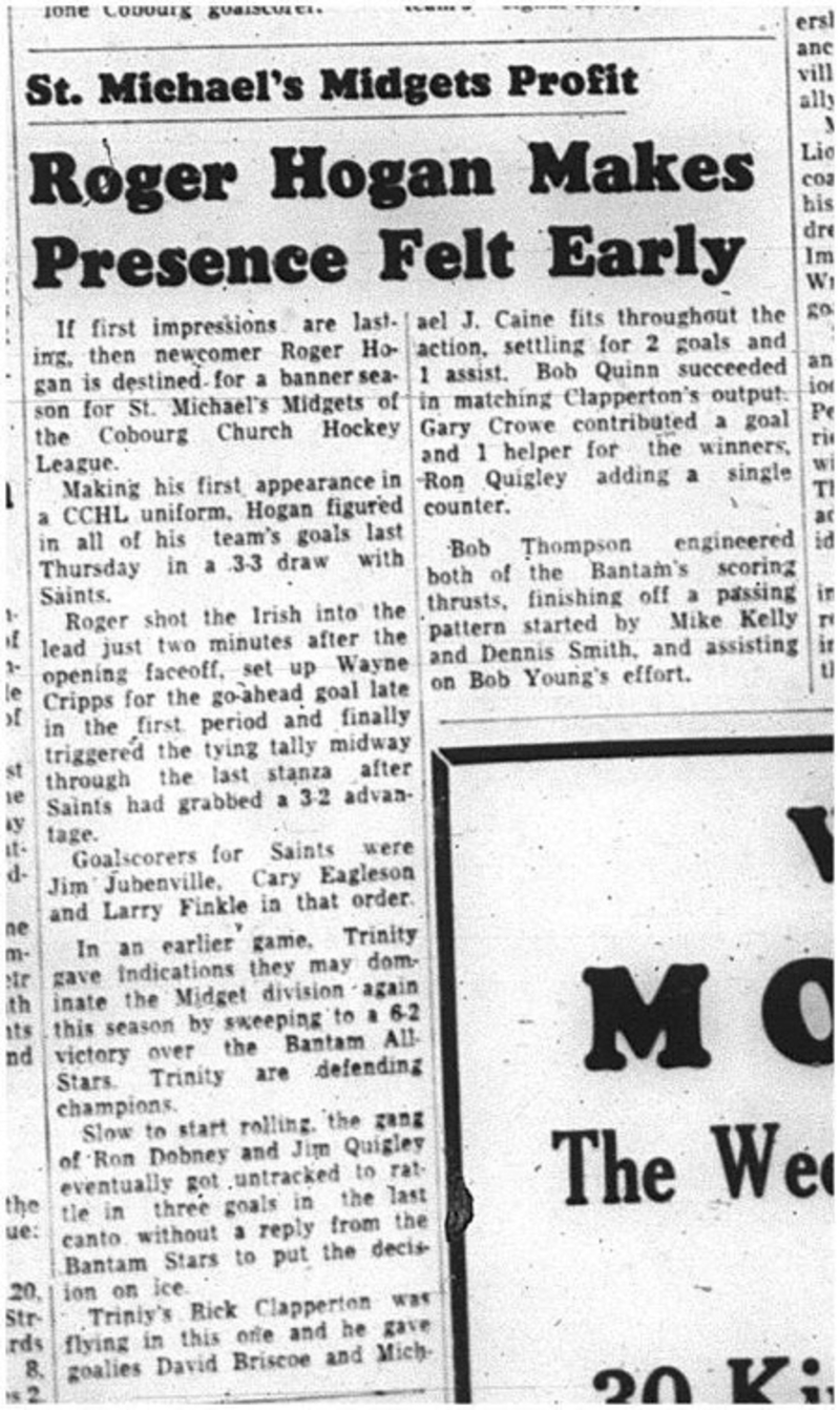 1964-11-11 Hockey - Boys - CCHL - St. Michaels Midgets Vs. Saints