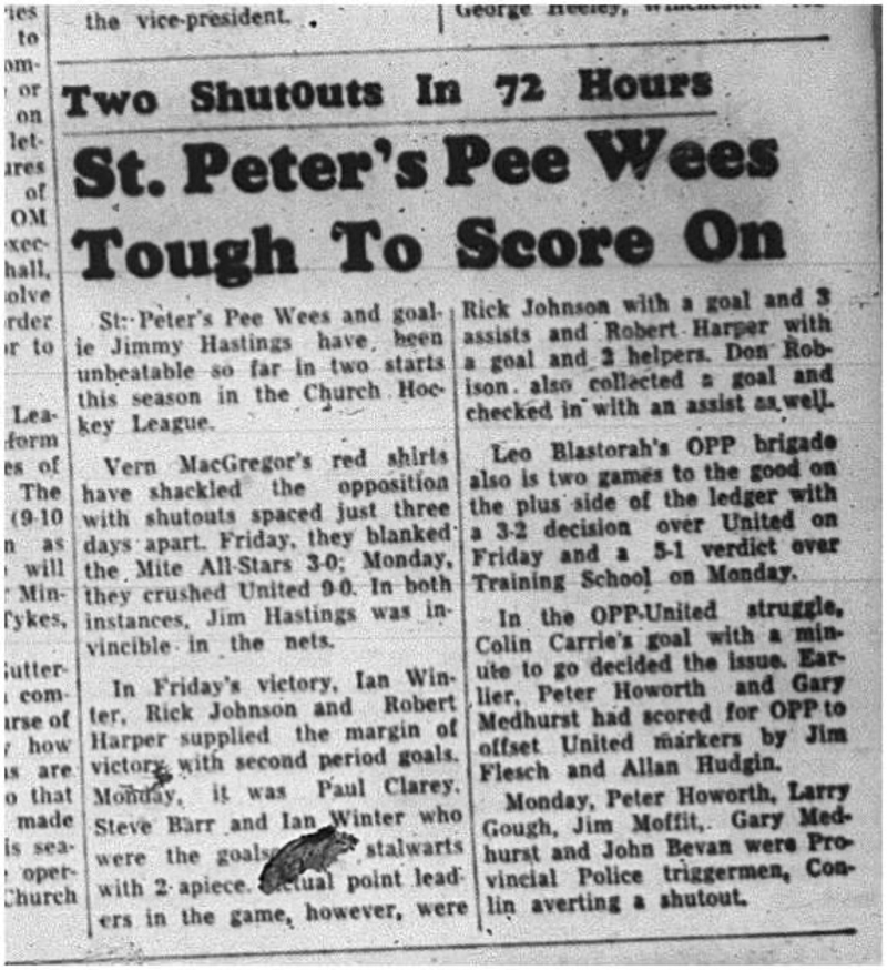 1964-11-11 Hockey - Boys - CCHL - St. Peters - Peewees