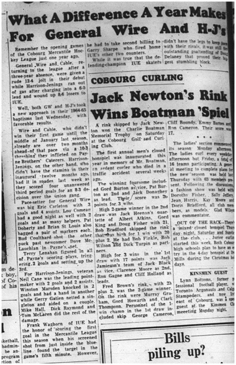 1964-11-11 Hockey - Boys - Cobourg Mercantile Hockey League - General Wire - H-Js