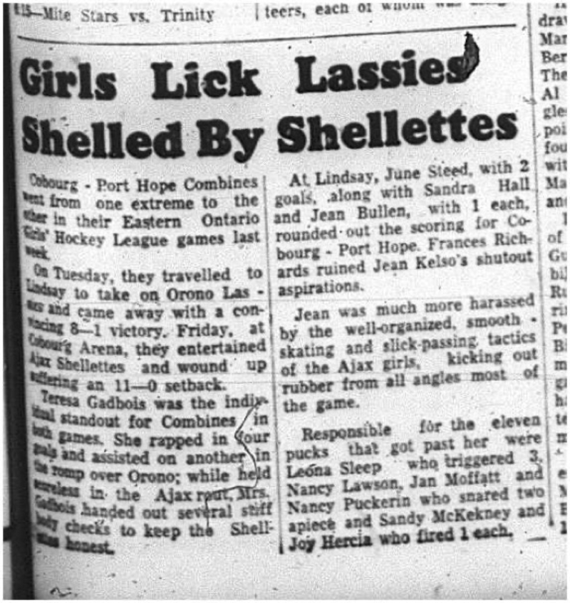 1964-11-18 Hockey - Girls - Cobourg-Port Hope Vs. Ajax Shellettes