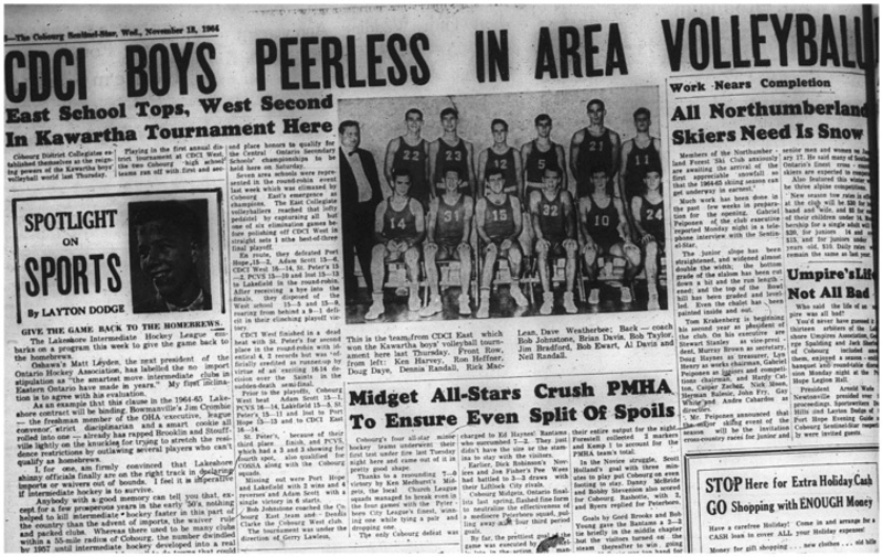 1964-11-18 School - Volleyball - Boys - CDCI West - Kawartha Tournament