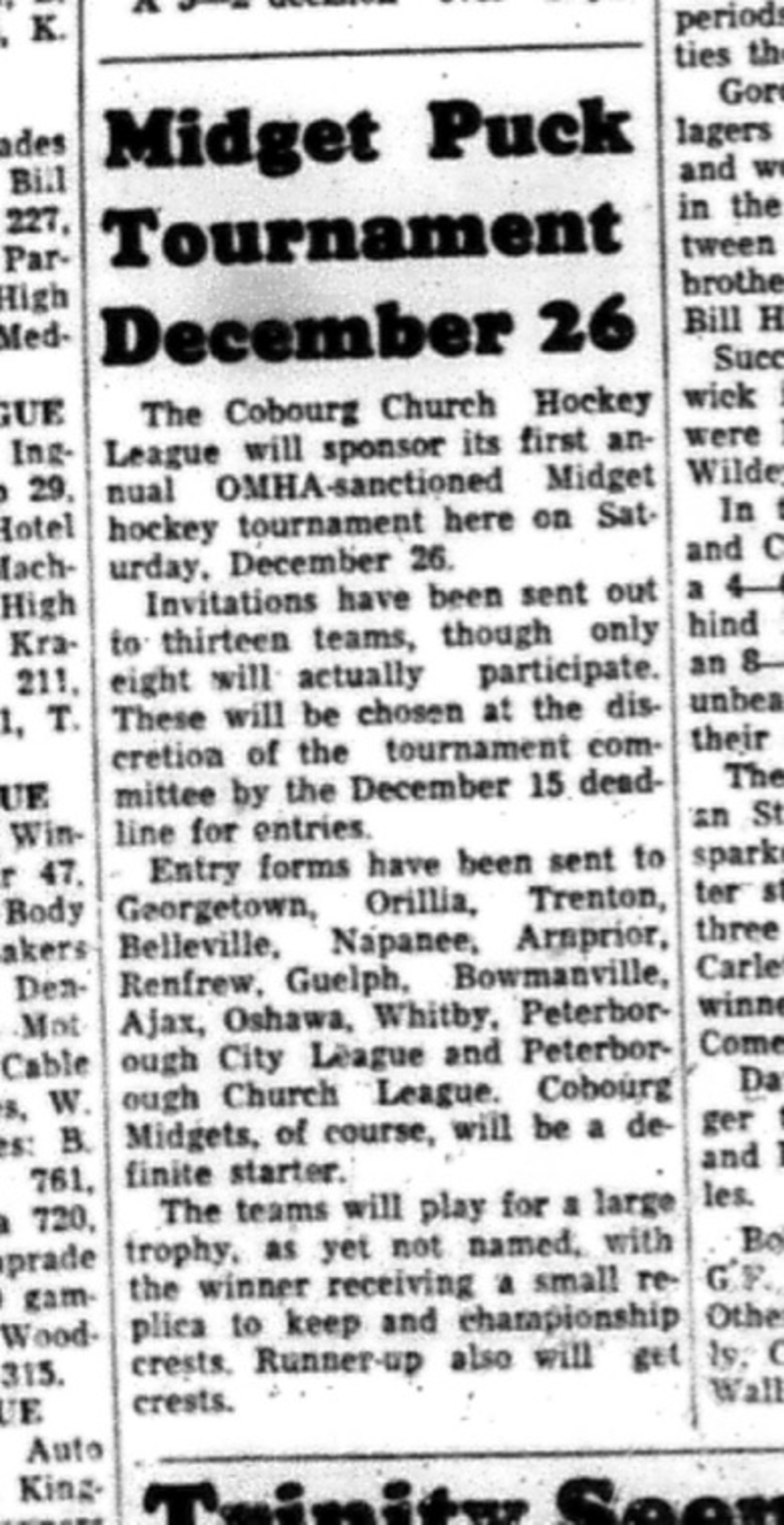 1964-11-25 Hockey - Boys - CCHL - OMHA - Midget Tournament