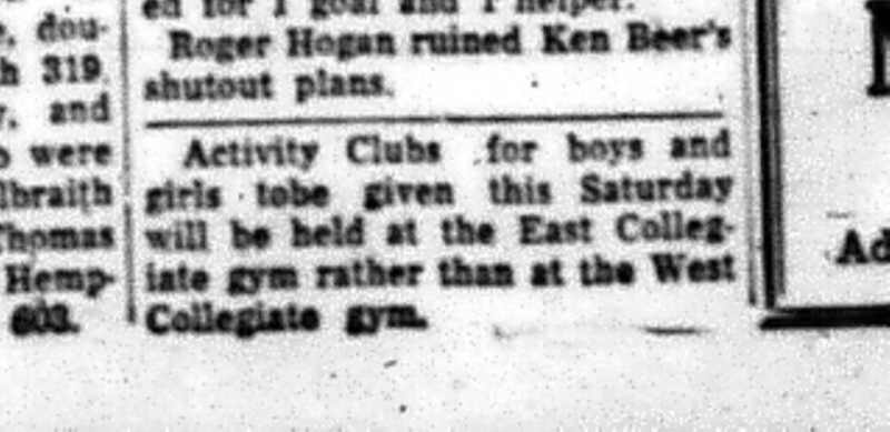 1964-11-25 Sports - Mixed- Activity Clubs held at CDCI East