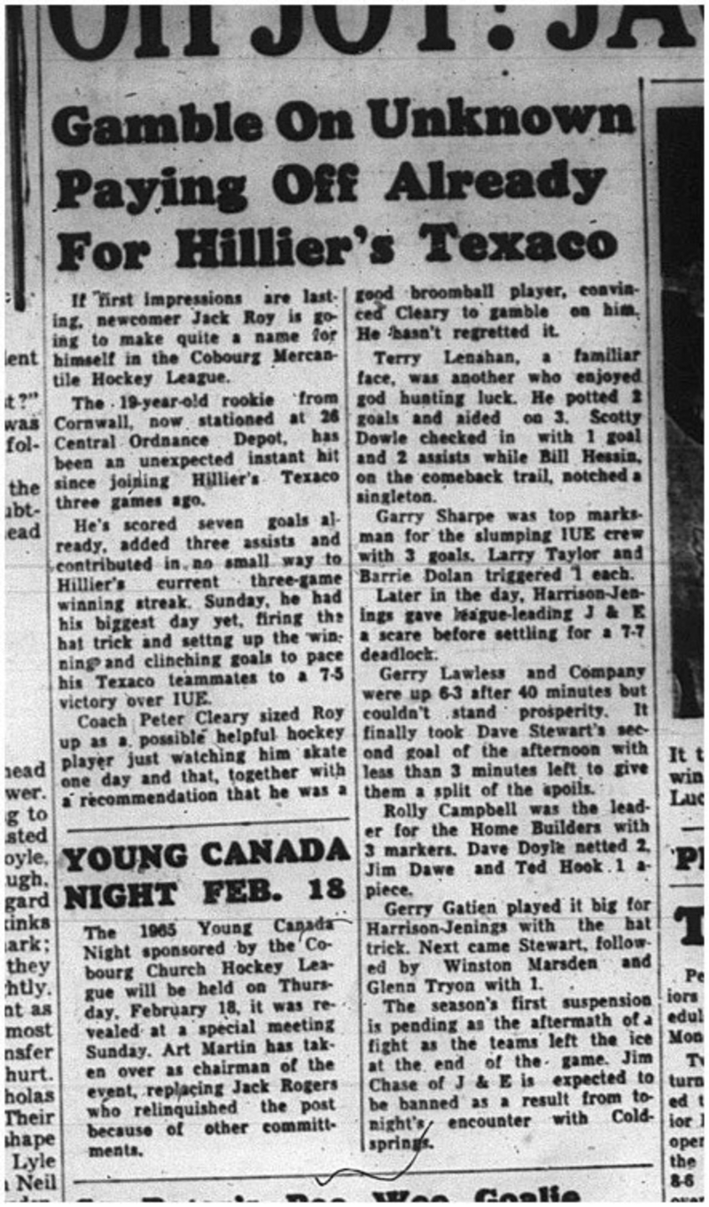 1964-12-02 Hockey - Boys - Cobourg Mercantile Hockey League - Hilliers Texaco