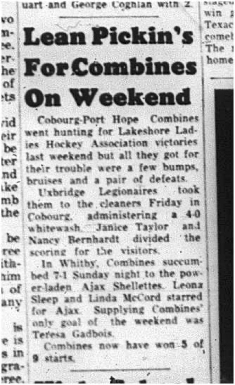 1964-12-09 Hockey - Cobourg-Port Hope - Lakeshore Ladies Hockey Association