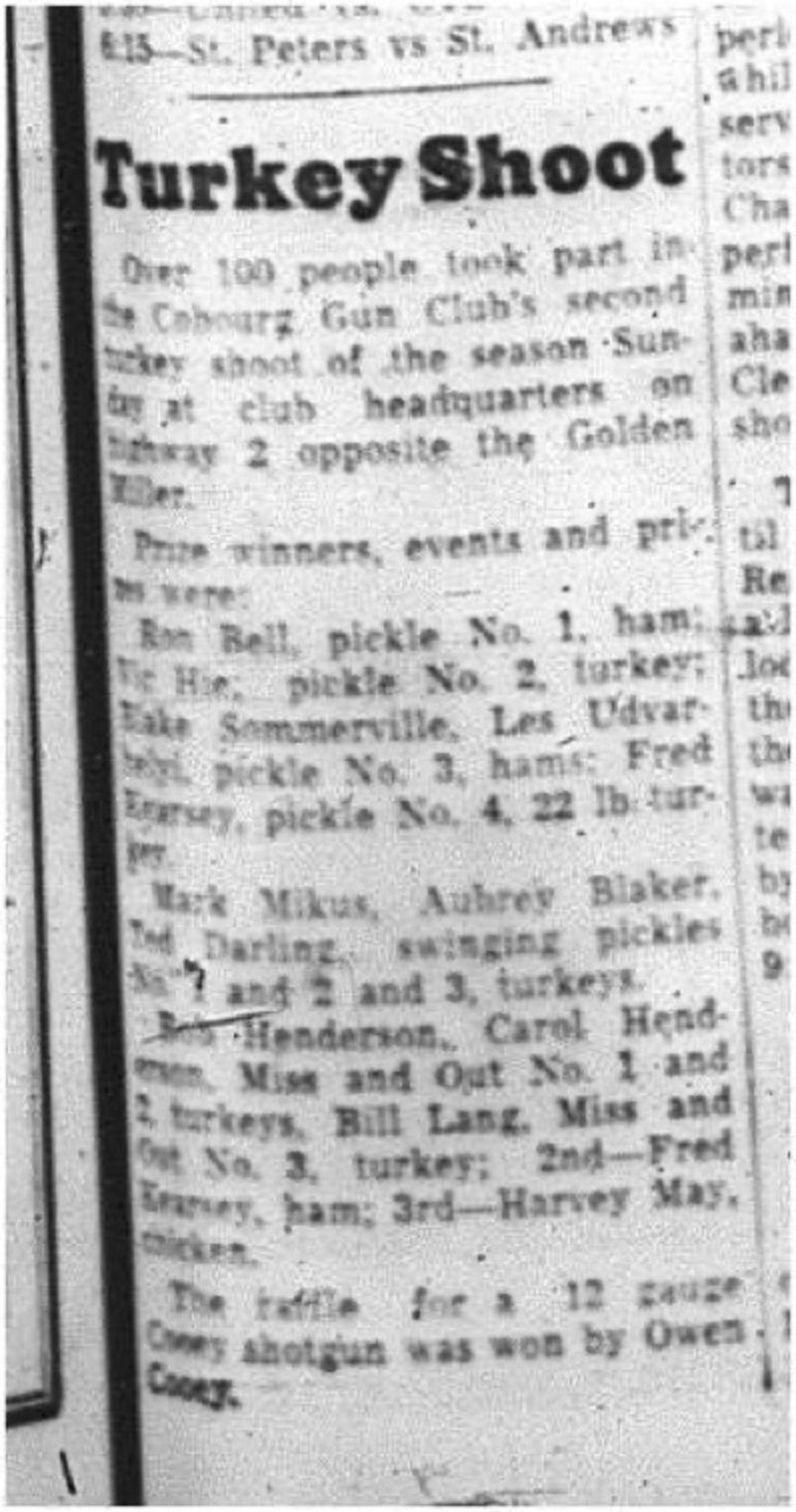 1964-12-09 Shooting - Mens - Cobourg Gun Club - Turkey Shoot