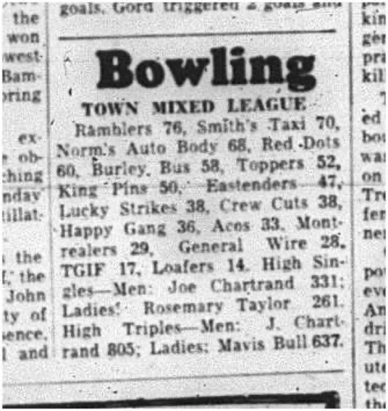 1964-12-16 Bowling - Mixed - Town Mixed League