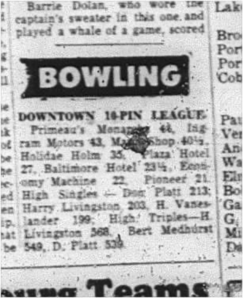 1964-12-30 Bowling - Mens - Downtown 10-Pin League