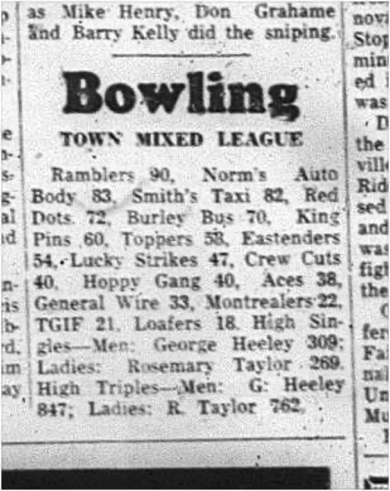 1964-12-30 Bowling - Mixed -Town Mixed League