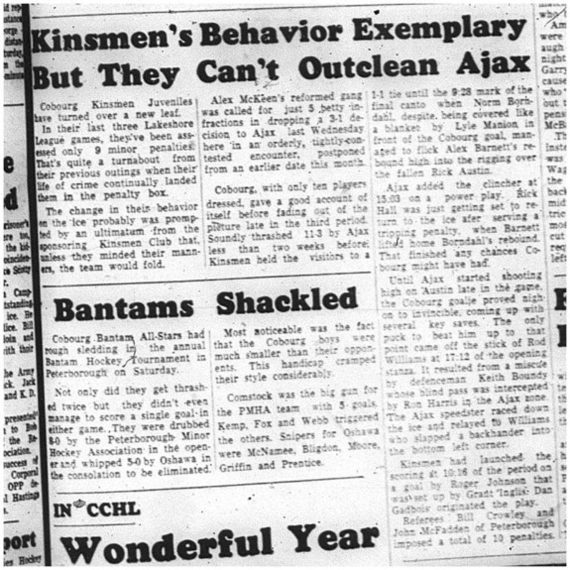 1964-12-30 Hockey - Boys - Cobourg Bantam All-Stars - Annual Bantam Hockey Tournament