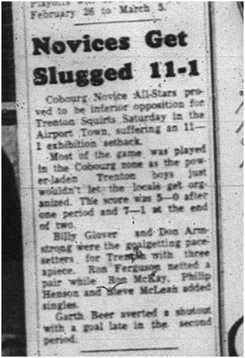 1964-12-30 Hockey - Girls -Cobourg Novice All-Stars Vs. Trenton Squirts