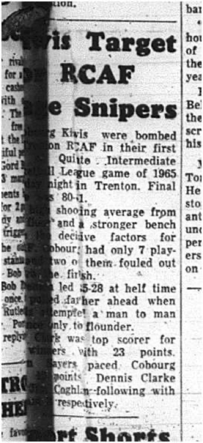 1965-01-06 Hockey - Boys - Bay of Quinte Intermediate Hockey League - RCAF