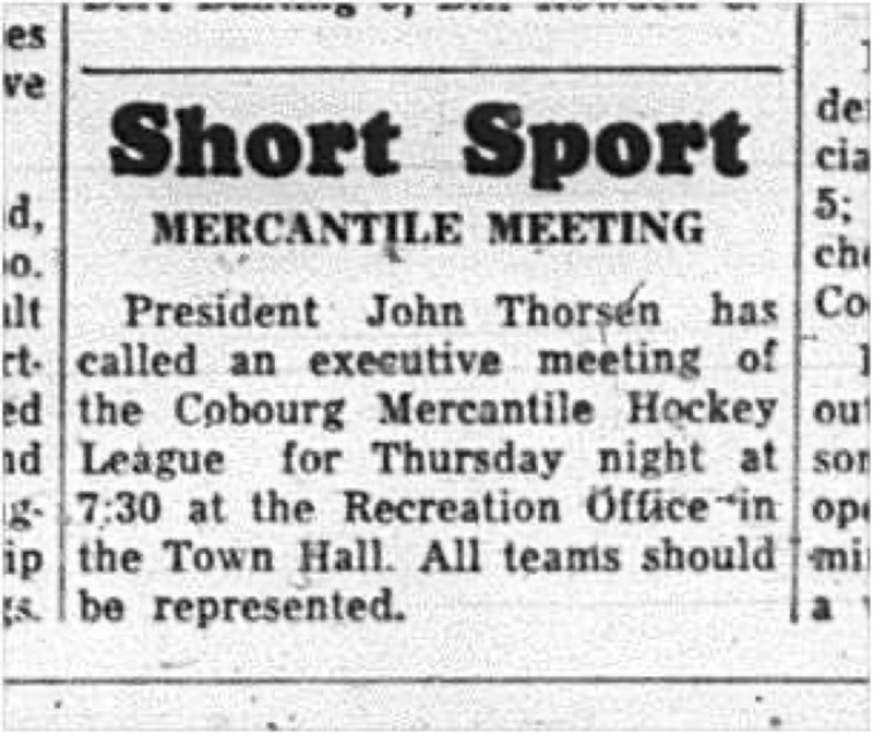 1965-01-06 Hockey - Men - Cobourg Mercantile Hockey League - Meeting