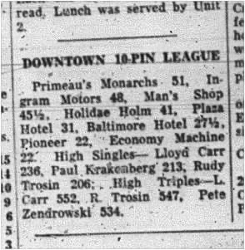 1965-01-13 Bowling - Men - Downtown 10-Pin League