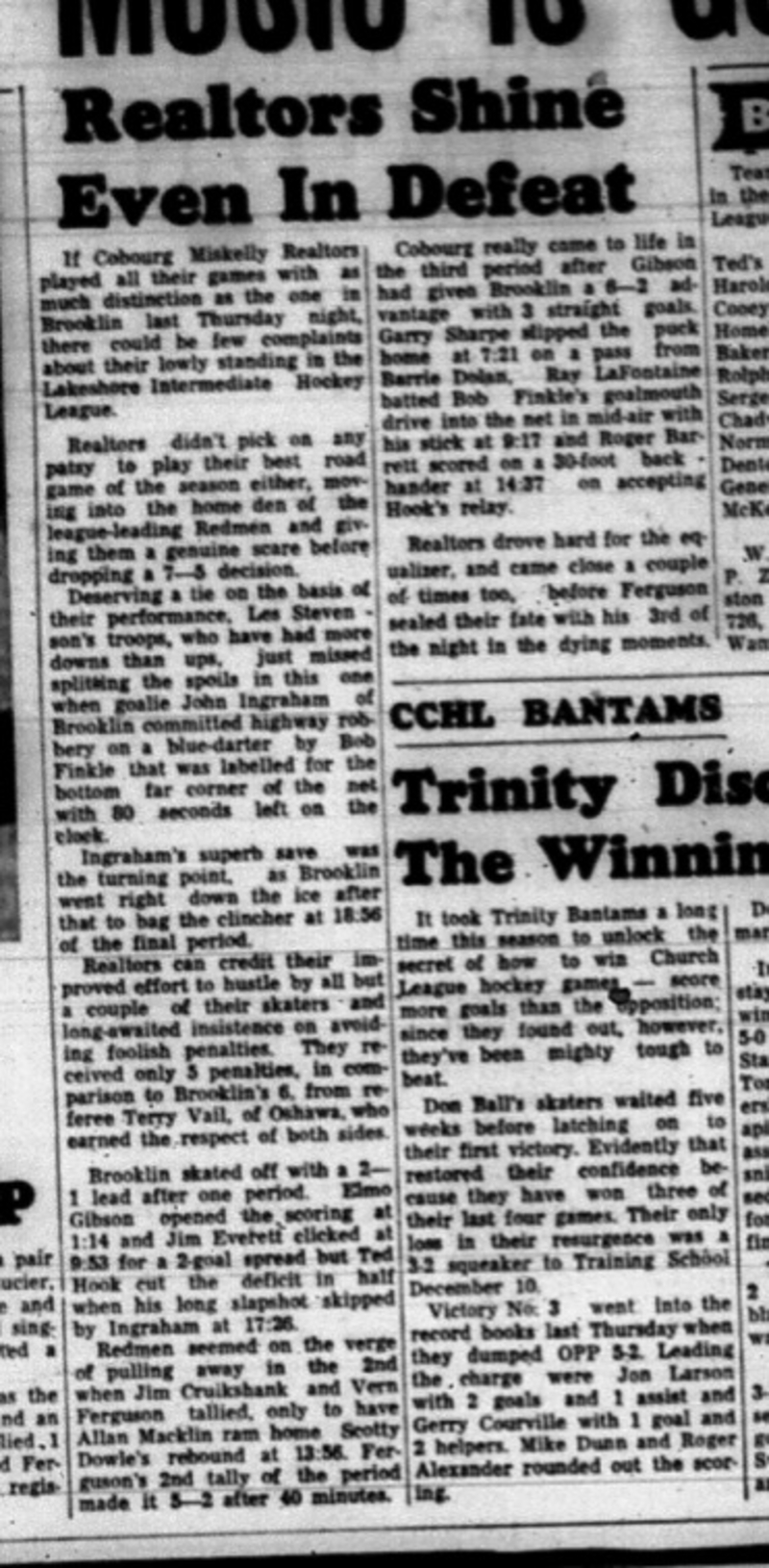 1965-01-13 Hockey -  Boys - Cobourg Miskelly Realtors Vs. Brooklin