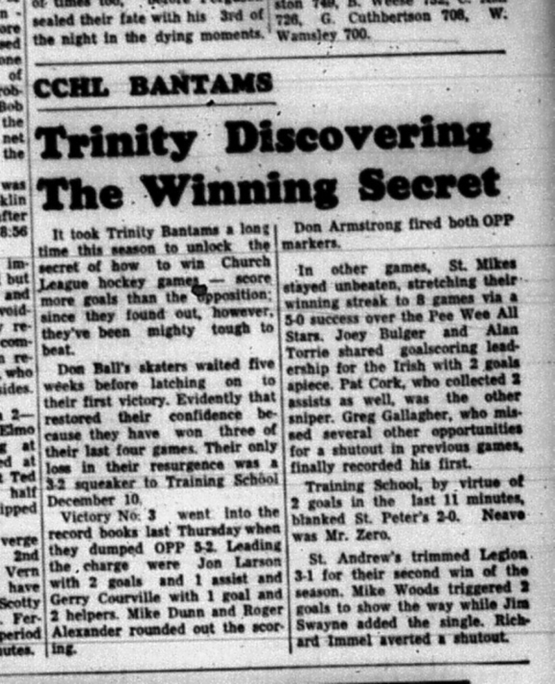 1965-01-13 Hockey - Boys - CCHL - Trinity Bantams