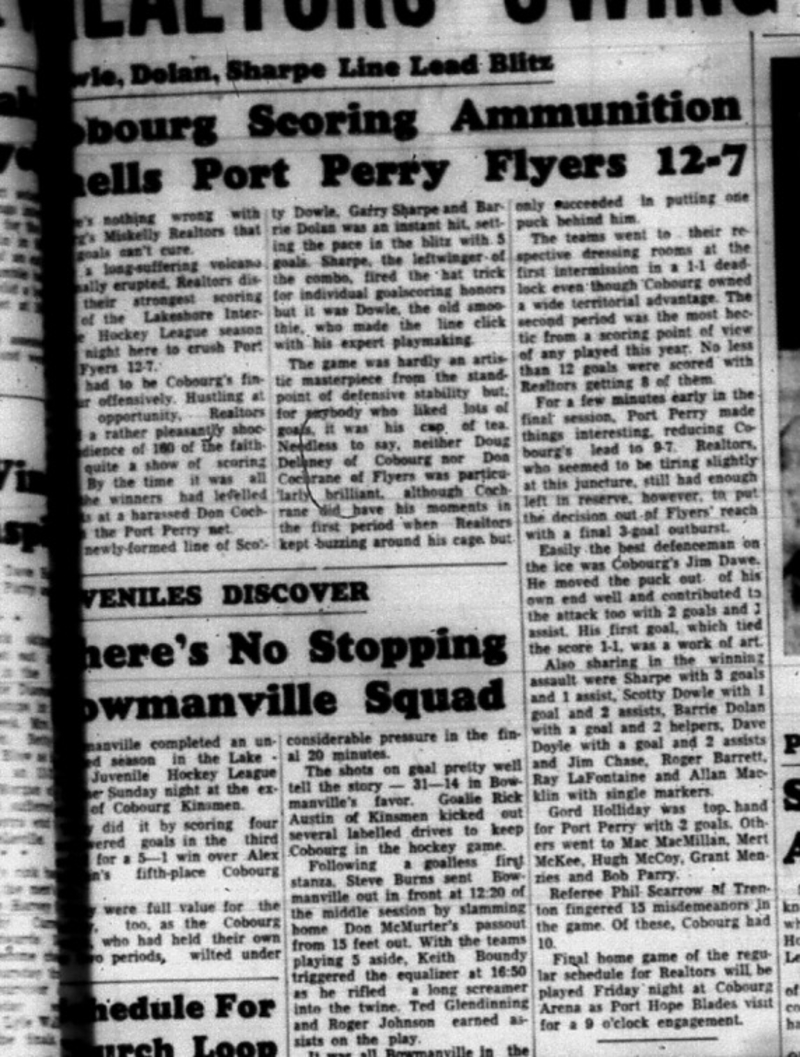 1965-01-13 Hockey - Boys - Lakeshore Intermediate Hockey League - Miskelly Realtors Vs. Port Perry Flyers