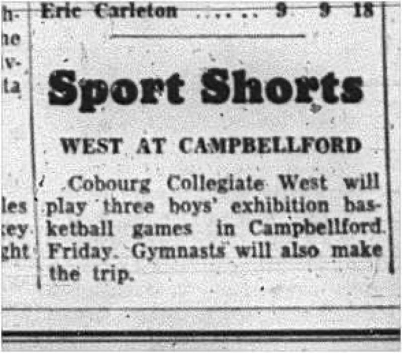 1965-01-13 School - Basketball - Boys - Exhibition- Gymnasts - CDCI West - Campbellford