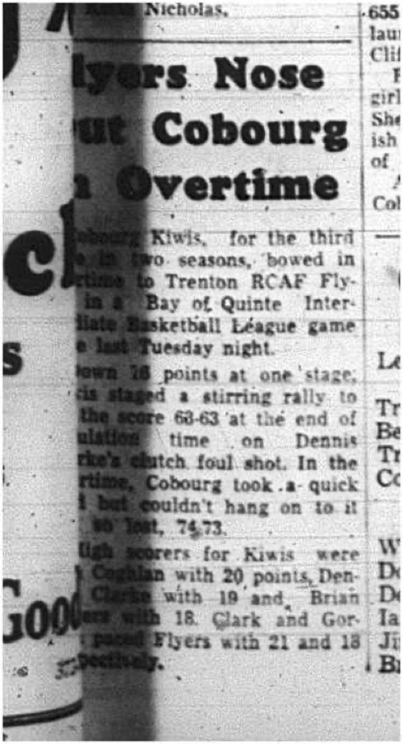 1965-01-20 Basketball - Boys - Bay of Quinte Intermediate Basketball League - Cobourg Kiwis Vs. Trenton RCAF
