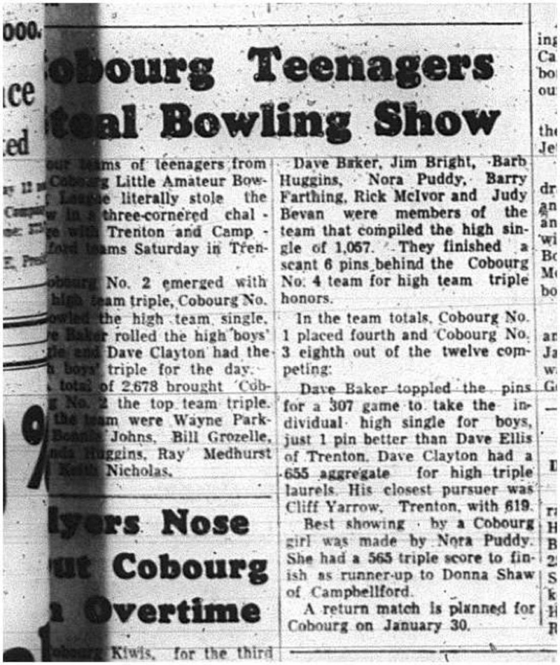 1965-01-20 Bowling - Mixed - Cobourg Little Amateur Bowling League