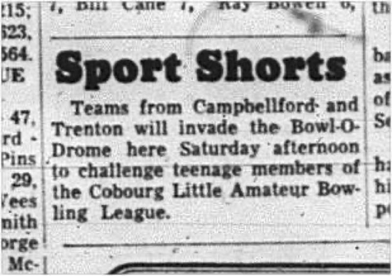 1965-01-27 Bowling - Mixed - Cobourg Little Amateur Bowling League - Campbellford and Trenton