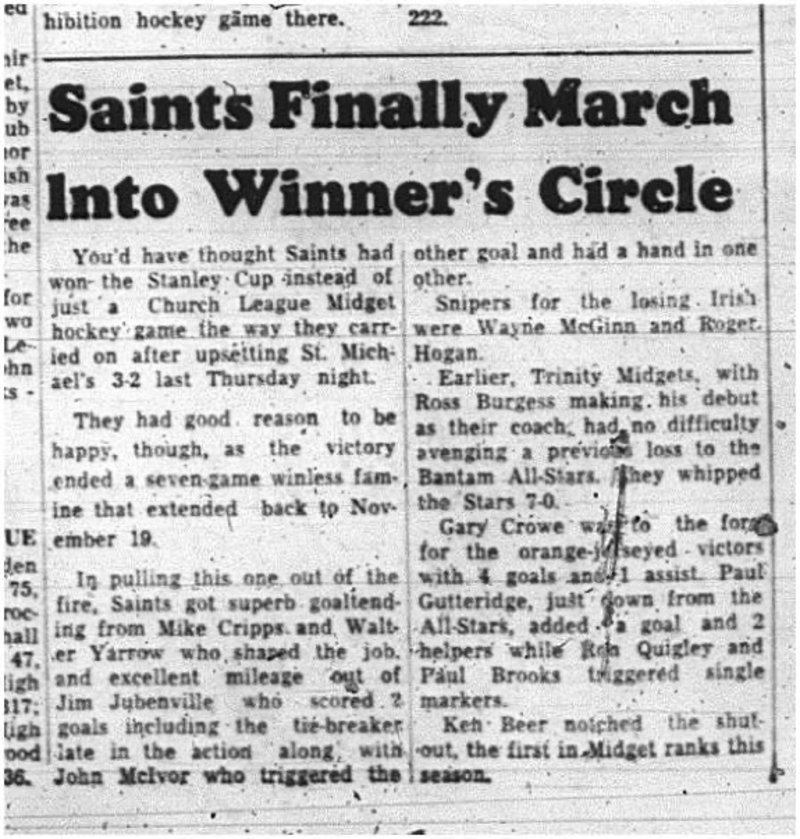 1965-01-27 Hockey - Boys - CCHL - Saints Vs. St. Michaels
