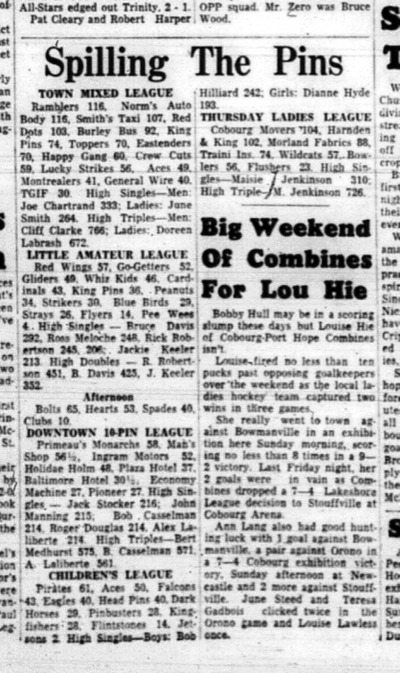 1965-02-03 Bowling - Mixed - Town Mixed League - Little Amateurs - 10-Pin - Childrens - Ladies