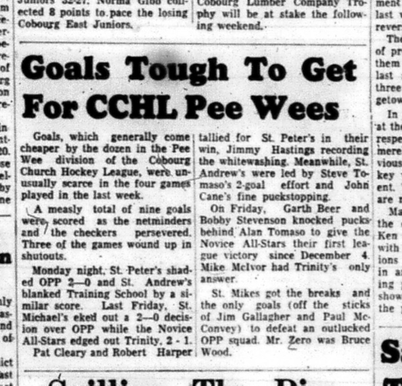 1965-02-03 Hockey - Boys - CCHL - Peewee Division