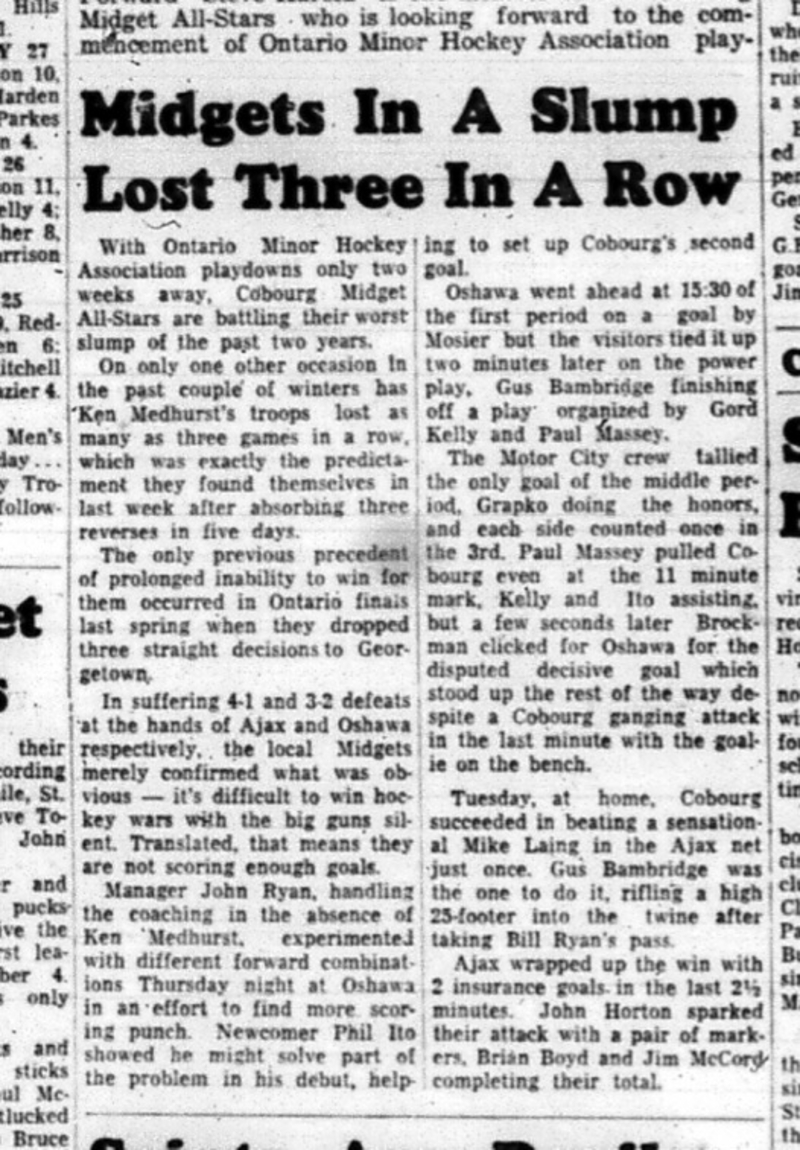 1965-02-03 Hockey - Boys - Cobourg Midget All-Stars - Ontario Minor Hockey Association Playdowns