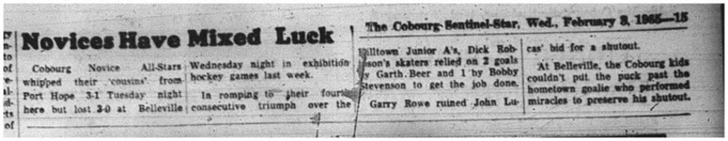 1965-02-03 Hockey - Boys - Cobourg Novice All-Stars Vs. Port Hope - Vs. Belleville