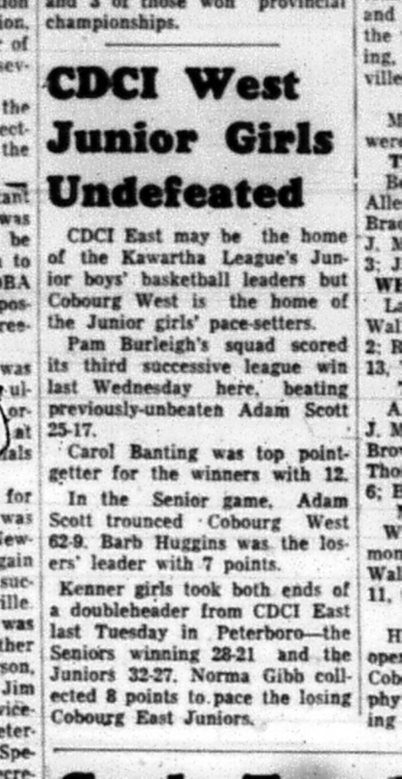 1965-02-03 School - Soccer - Girls - CDCI West - Juniors