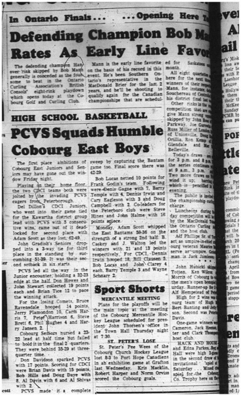 1965-02-10 Curling - Men - Cobourg Golf and Curling Club - Ontario Curling Associations British Consols