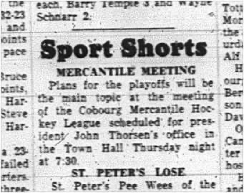 1965-02-10 Hockey - Men - Cobourg Mercantile Hockey League - Meeting