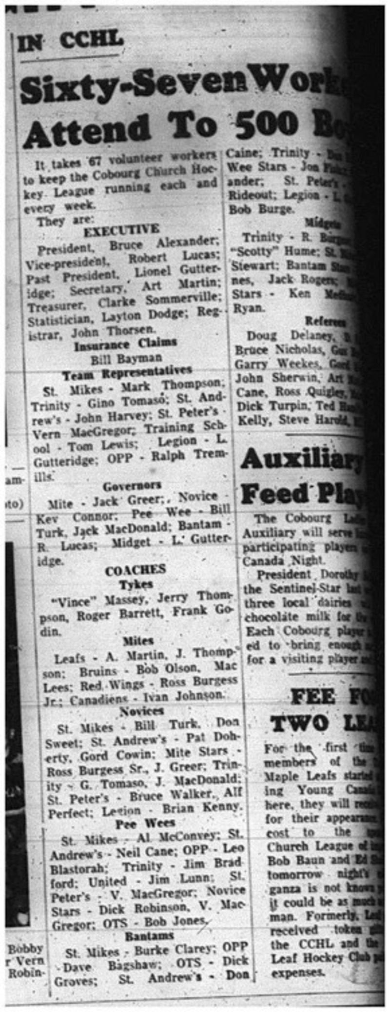 1965-02-17 Hockey - Boys - CCHL - Sixty Sevn Volunteers