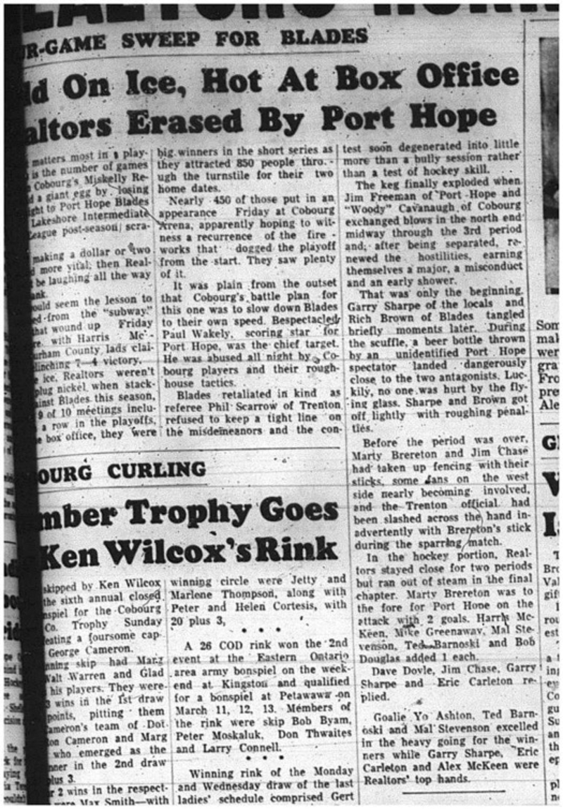1965-02-17 Hockey - Boys - Lakeshore Internediate Hockey League - Miskelly Realtors Vs. Port Hope Blades