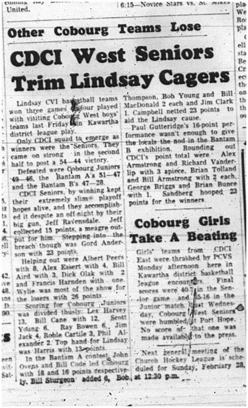 1965-02-17 School - Basketball - Boys - CDCI West Seniors Vs. Lindsay Cagers