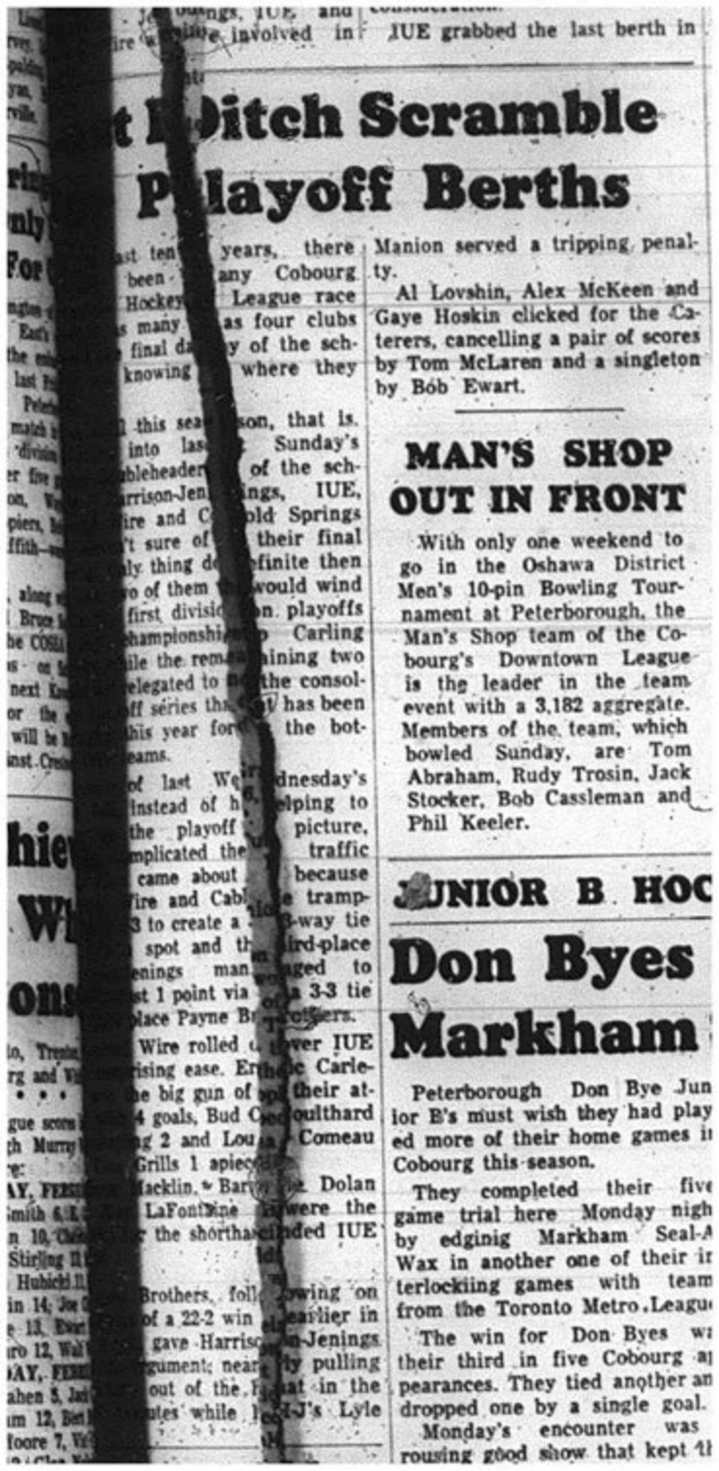 1965-02-24 Hockey - Men - Cobourg Mercantile Hockey League - Playoffs