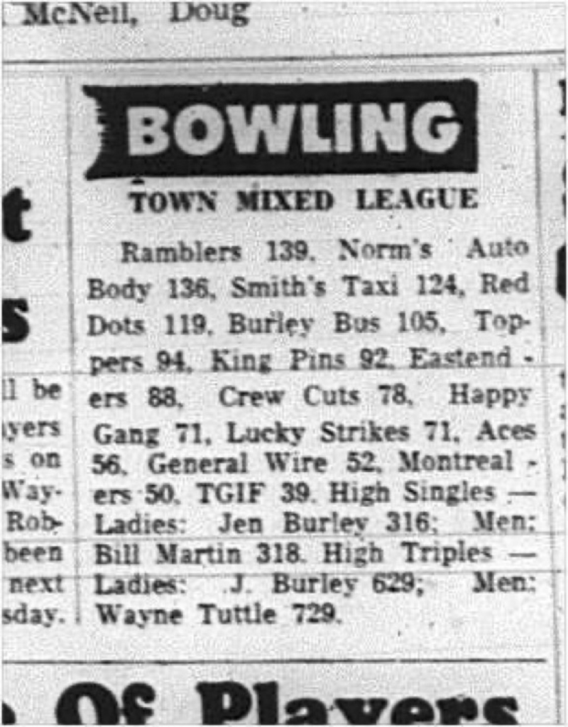 1965-03-03 Bowling - mixed - Cobourg Mixed League