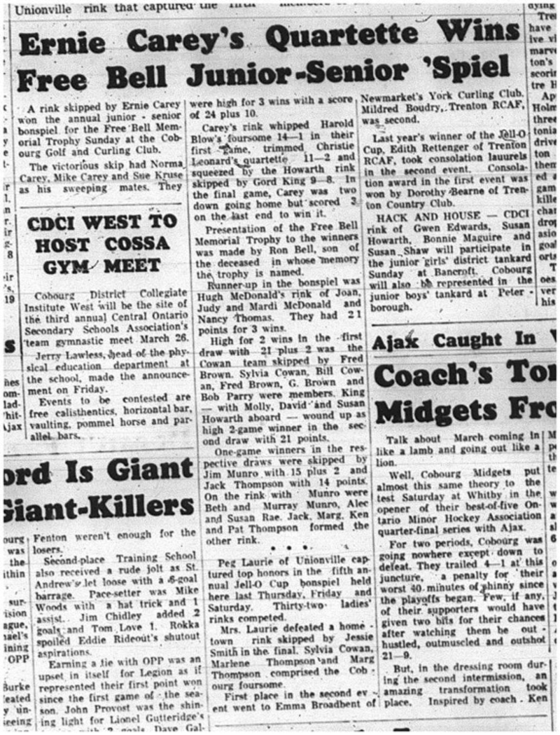 1965-03-03 Curling - Men - Cobourg Golf and Curling Club - Ernie Clarey