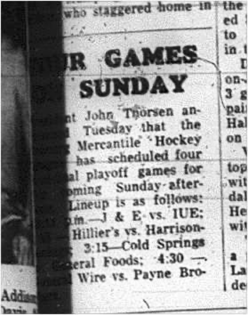 1965-03-03 Hockey - Men - Cobourg Mercantile Hockey League - Playoff Games Scheduled