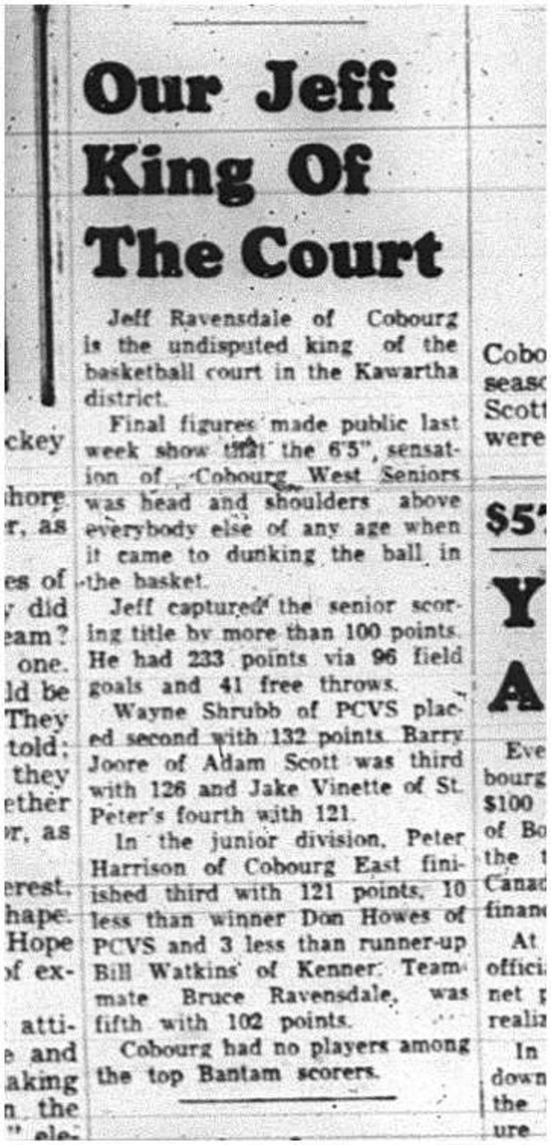 1965-03-03 School - Basketball - Boys - CDCI West Seniors - Jeff Ravensdale