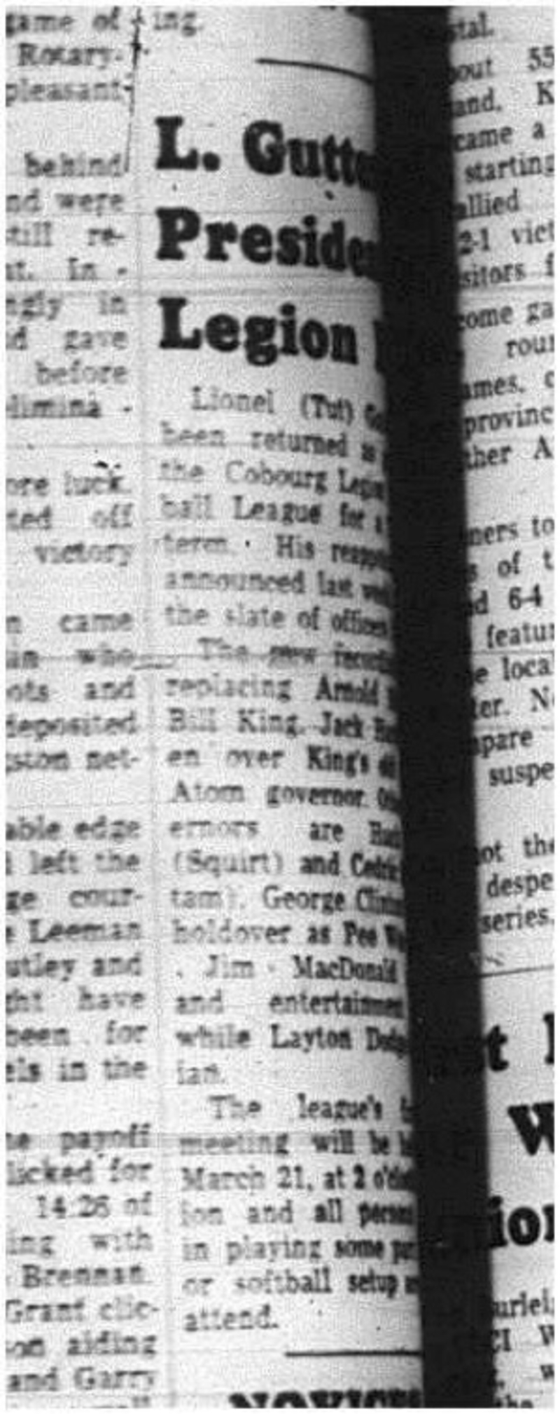 1965-03-10 Baseball - Men - Cobourg Legion Baseball League - Lionel Gutteridge