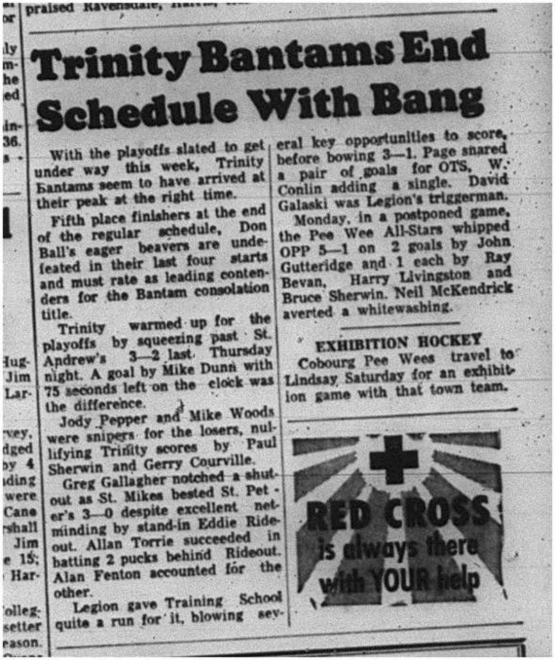1965-03-10 Hockey - Boys - CCHL - Trinity Bantams Vs. St. Andrews