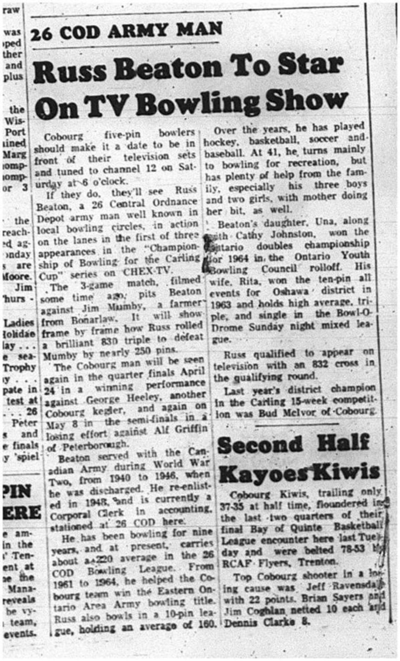 1965-03-17 Bowling - Men - Cobourg Mens Bowling League - Five-Pin